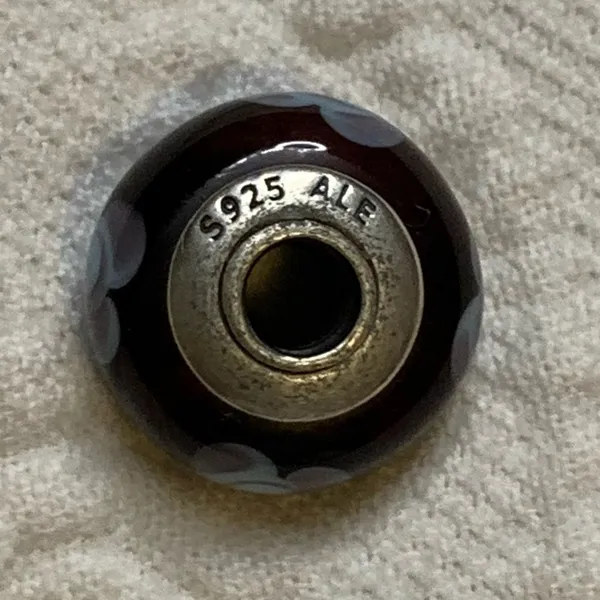 Authentic PANDORA Blue Flowers on for You Murano Glass Bead Purple 925 - Image 5