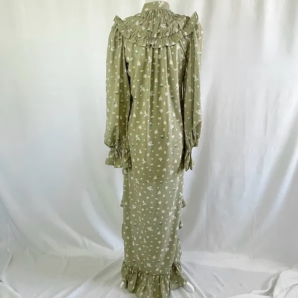 We Wore What New Floral Tie Neck Long Sleeve High Low Dress Green Size Small - Image 12