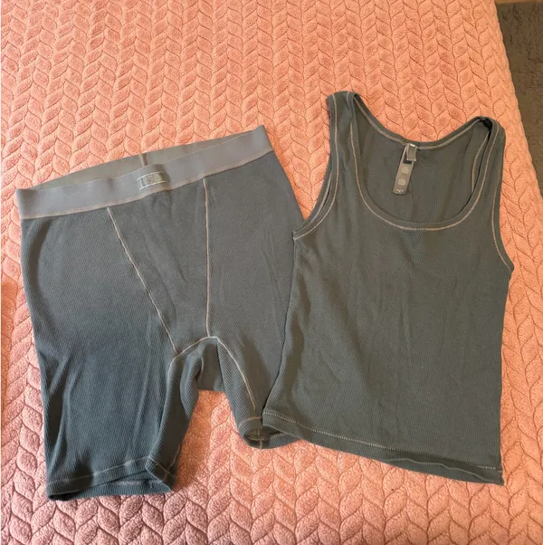 SKIMS Kyanite Cotton Rib Tank and Boxer Matching Set - Image 3