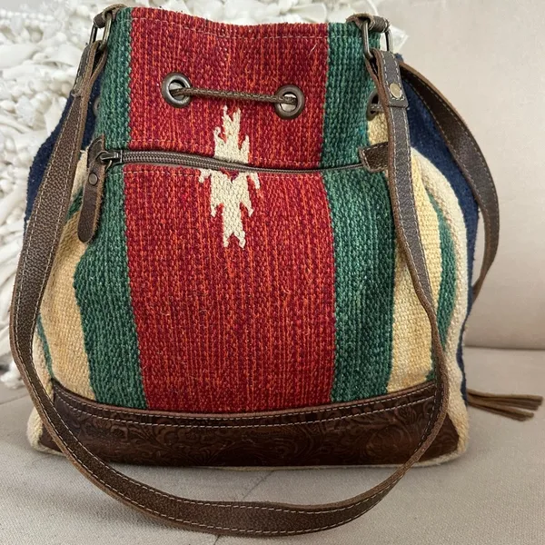 MYRA Bag Radiant Red Bucket Bag Western Cowgirl Boho Purse Large - Image 6