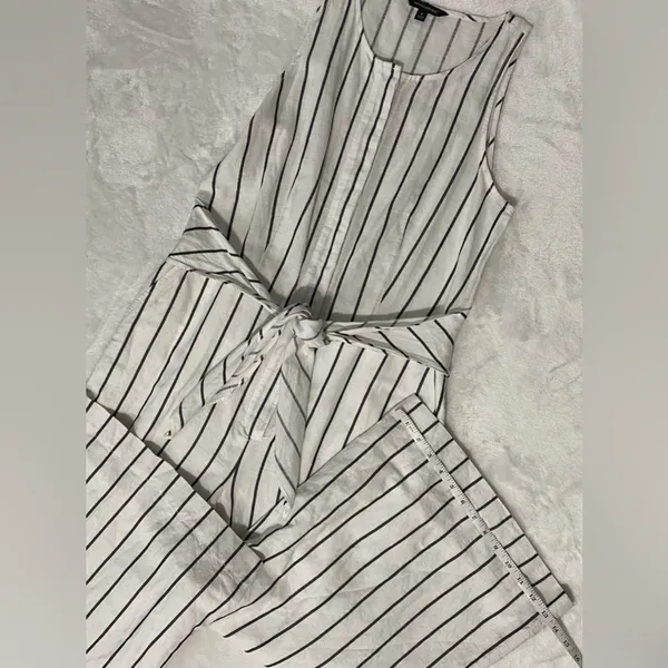 Banana Republic Striped Linen Blend Wide Leg Cropped Jumpsuit - Image 4