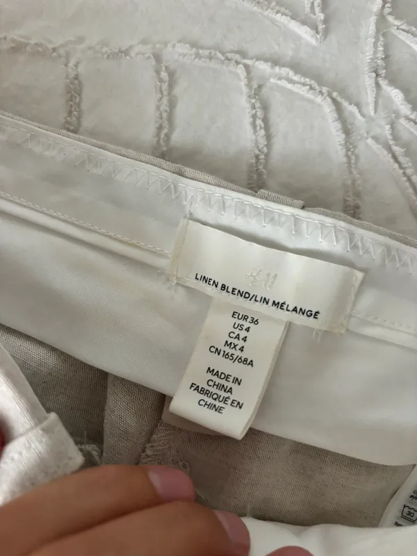H&M Beige Linen Zip Up Pants - Image 5