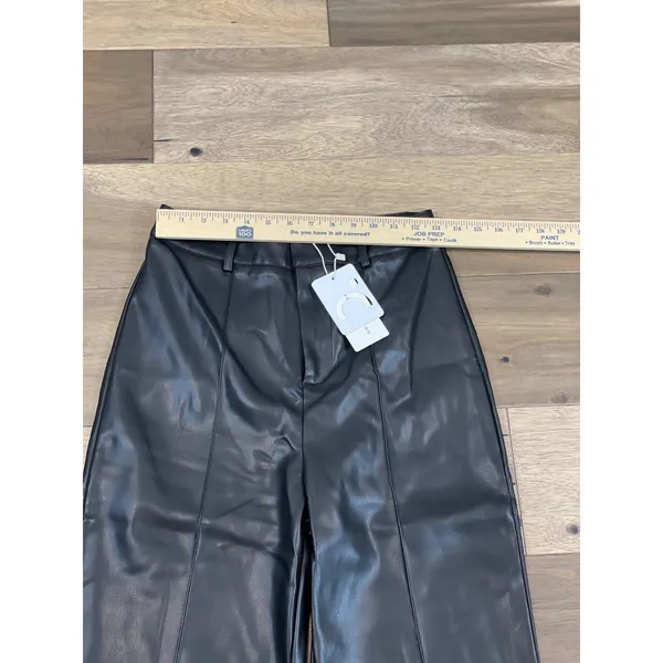 Commense Pants Size S Black High Waist Faux Leather Straight Leg Stretch NWT - Image 3