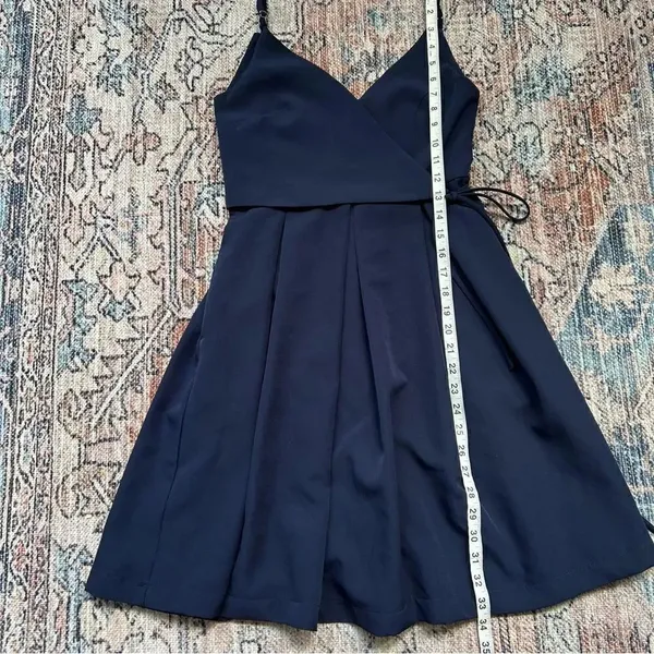 Lulus Thinking About You Navy Blue Pleated Faux Wrap Midi Dress Size Small - Image 11