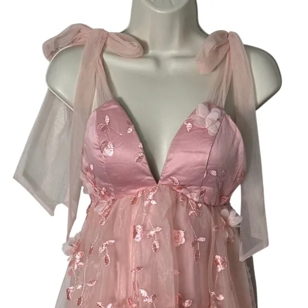 Selfie‎ Leslie Spring Bloom Tied Shoulder Embellished Mini Dress Pink Size XS/2 - Image 13