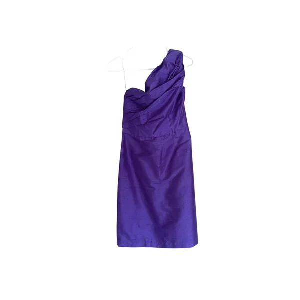 Vintage Watters & Watters Silk Dress Size 6 One Shoulder Purple Formal Cocktail - Image 2