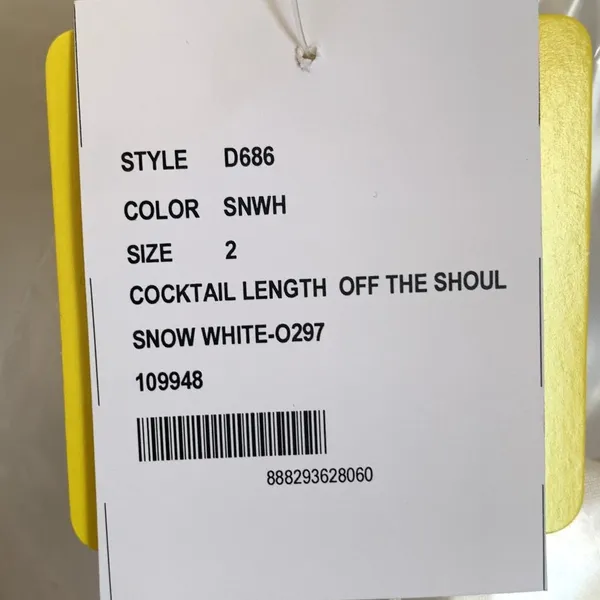 NWT Alfred Sung Off the Shoulder Cocktail‎ Dress in Snow White - Image 3