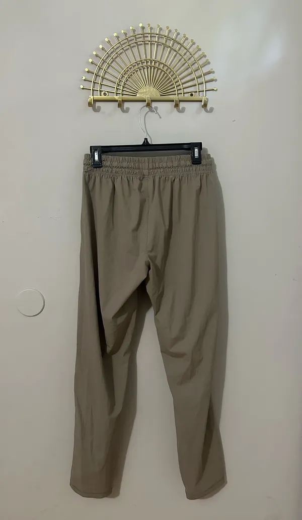 Men's Drawstring Joggers in Khaki with Zip Pockets - Image 2