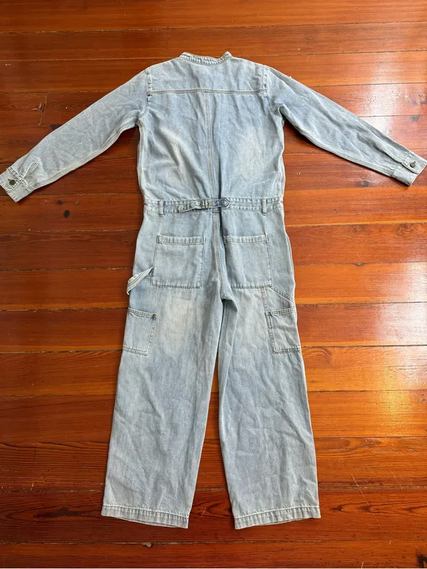 Sundance Free People x Sandrine Rose Denim Boiler Suit Utility Jumpsuit Sz M 🧡🍄 - Image 10