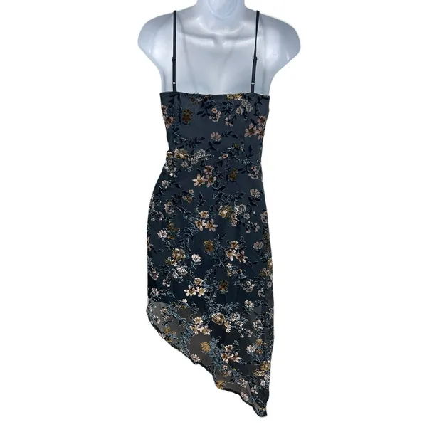 Lulus Teal Y2K Inspired Velvet Burnout Sleeveless Asymmetrical Hem Dress M - Image 6