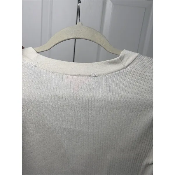 Lilly Pulitzer Ribbed V-Neck Cardigan Womens Size XS‎ White Gold Button Cotton - Image 7