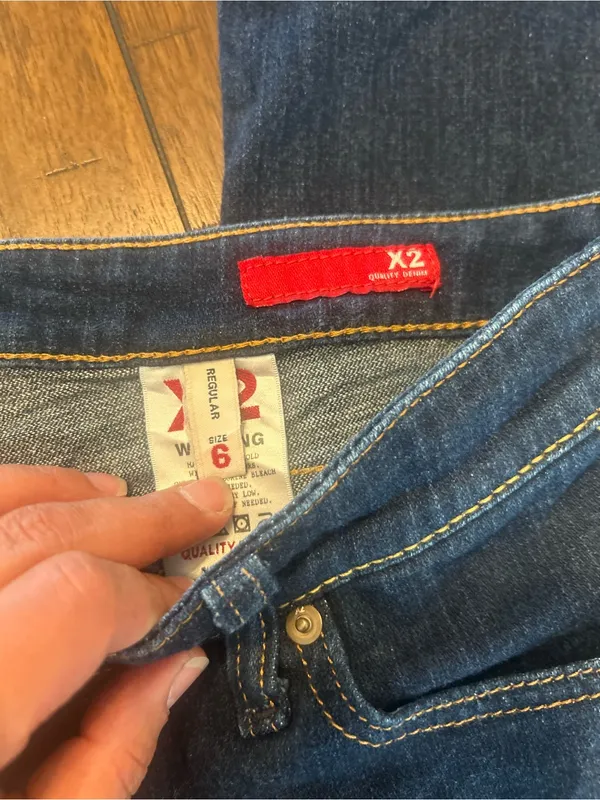 Y2K X2 Low Rise Flare Jeans Size 6 Dark Wash Bootcut Denim - Image 2