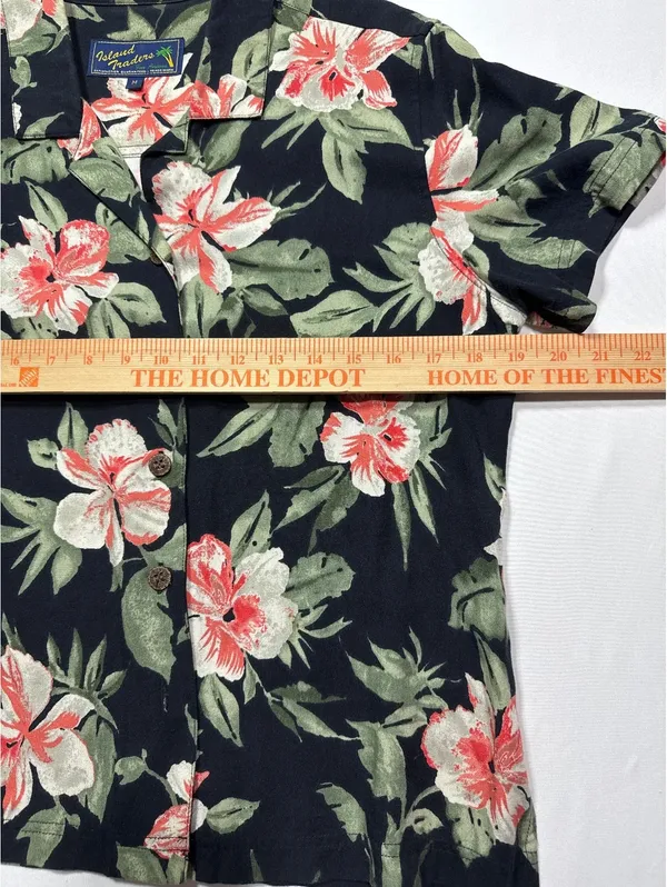 Island Traders Medium Black Floral Hawaiian Shirt – Paradise - Image 5
