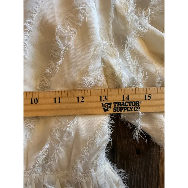 En Saison Natural Fringe Eyelash Tiered Midi Dress Open Tie‎ Back Size M - Image 4