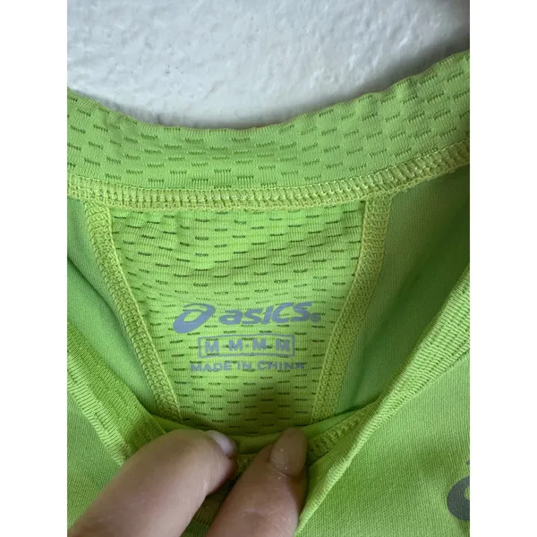 ASICS Running Shirt Women M Lime Green Short‎ Sleeve Breathable Sporty Athletic - Image 3