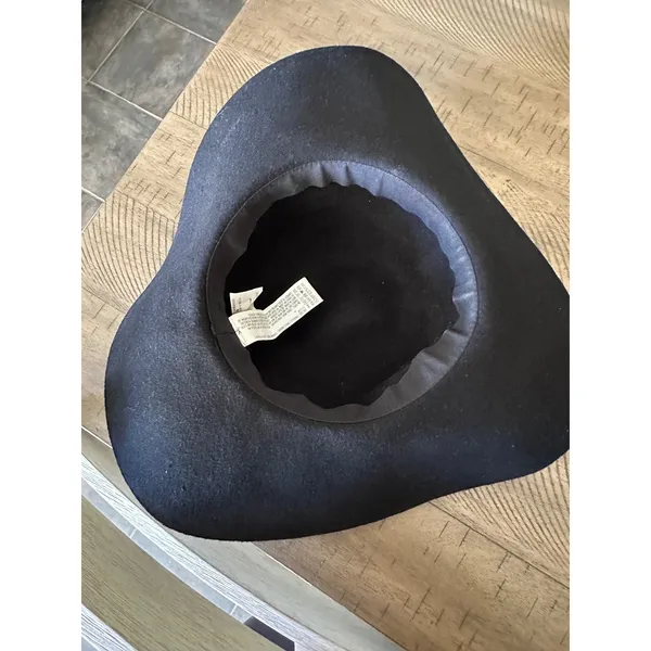 100% Wool Black Floppy Hat - Wide Brim with Silver Concho Band - 57cm‎ Coachella - Image 4