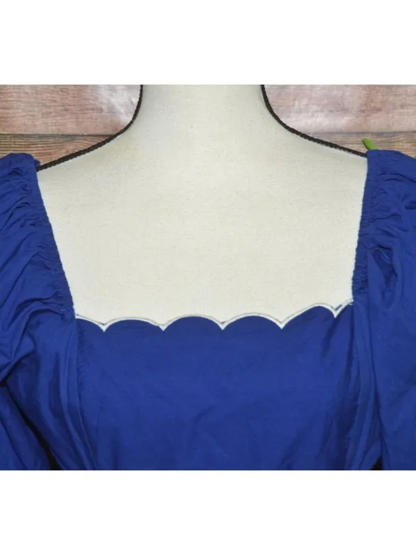 NWT Anthropologie Forever That Girl Mimi Size M Blue Scalloped Mini Sun Dress - Image 5