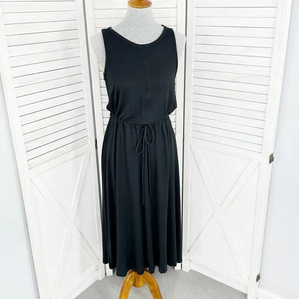The Limited Signature Drawstring Waist Midi Sundress‎ Black Medium Knit - Image 2