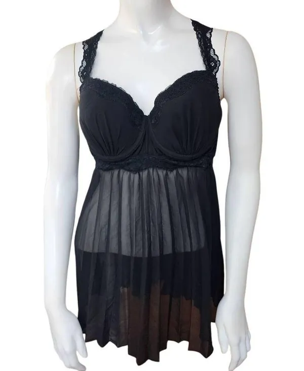 Dentelle Black Mesh Babydoll (XL) - Image 2