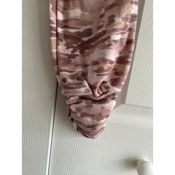 Tahari Sport Camo Joggers Womens Size S Pink Brown Ruched Ankle Athleisure Pants - Image 4