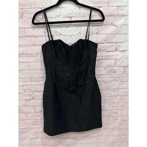 Black Mini Dress‎ Corset Style Bodycon Cocktail Party Evening Club - Image 3