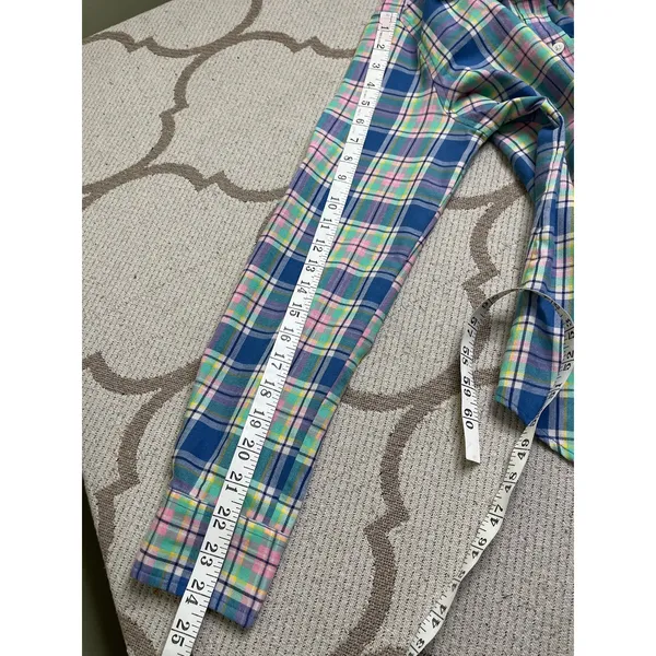 Vineyard Vines Plaid Popover Shirt Blue Pink Green Button Front Long Sleeve SZ 6 - Image 11