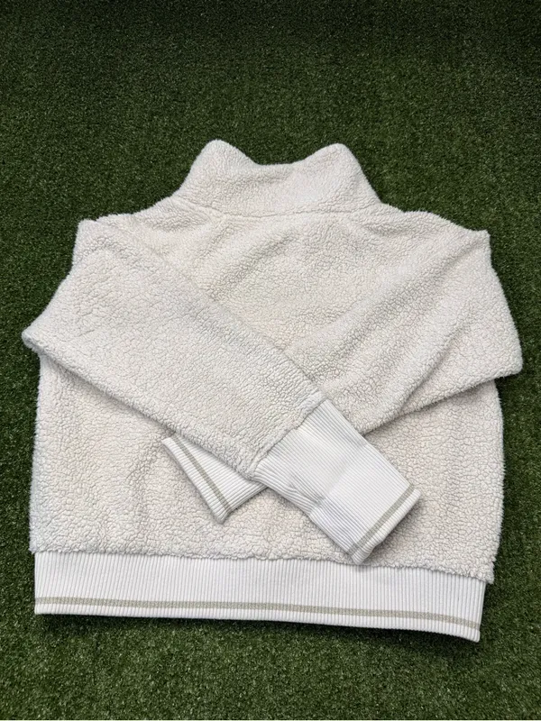 Athleta Tugga Sherpa Jacket in Natural White Cream Winter Croppy Casual Lg - Image 8