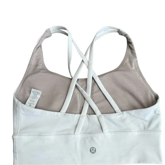 Lululemon‎ Women’s Size 4 Longline Energy Bra White Strappy Gym Yoga Sports Bra - Image 3