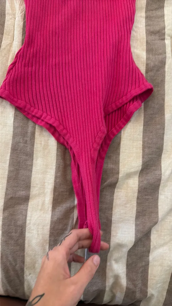 Pink Bodysuit Ribbed  - Image 3