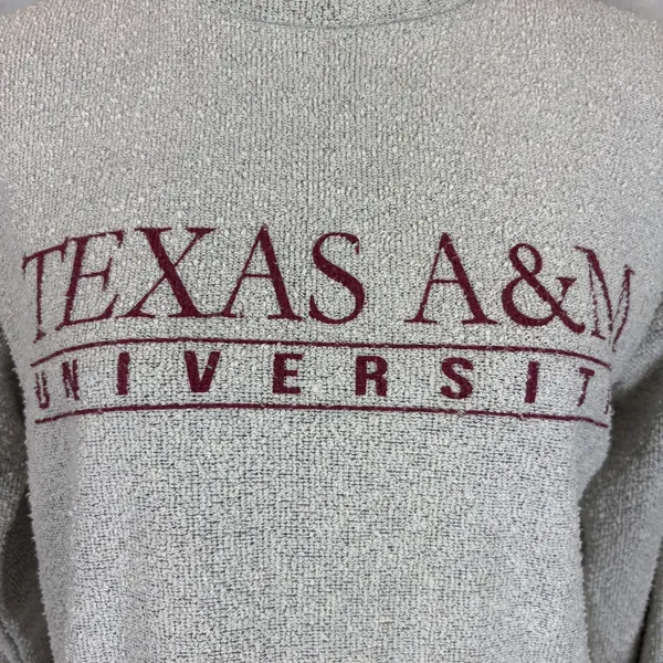 Woolly Threads Texas A&M University Mock‎ Neck Pullover Sweater Gray Size Small - Image 2