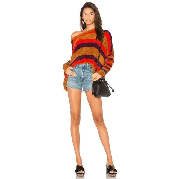 Free People All About You Pullover Striped Sweater Terracotta Oversized XS - Image 10