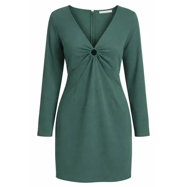 Abercrombie & Fitch Green Long Sleeve‎ Cutout Mini Dress Women's V-Neck Front XL - Image 2