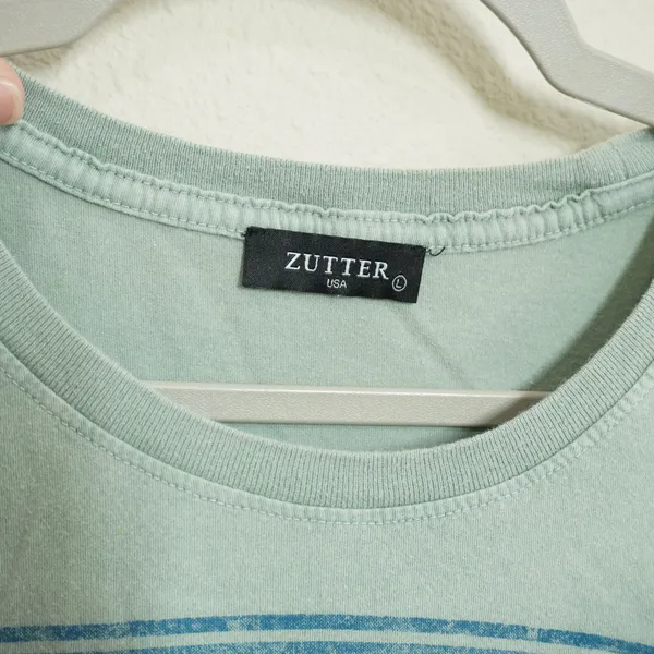 Zutter Size Large Austin Texas Live Music Capital Graphic Cropped Tee Sage Green - Image 2