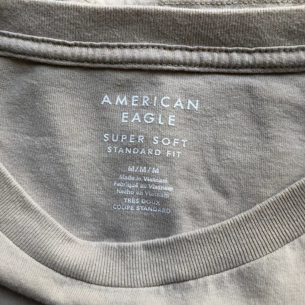 American Eagle Super Soft Graphic T-Shirt Heather Gray Relaxed Tee Medium - Image 6