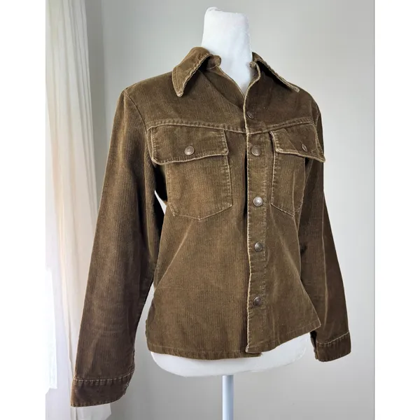 Vintage ‘80s Brown Corduroy Snap Button Western Jacket - Image 3