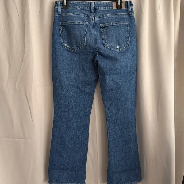PAIGE Colette‎ Crop Flare Jeans Blaine Destructed Medium Wash Distress 28 - Image 4