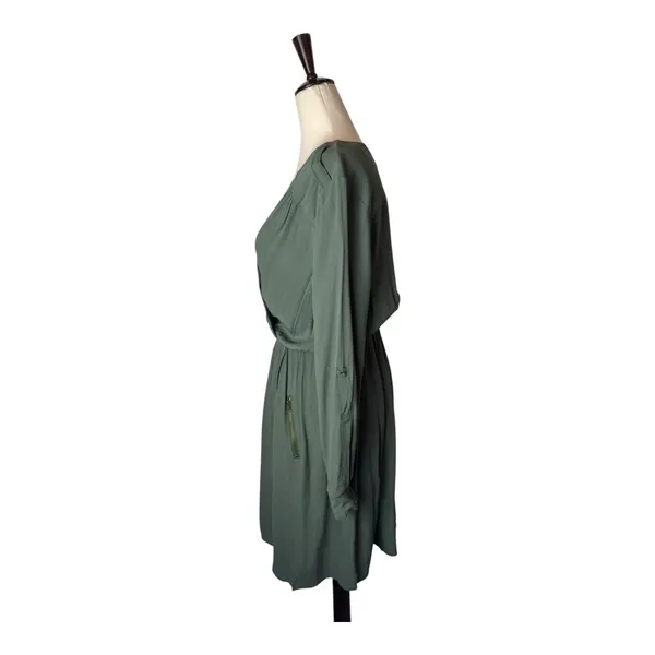 Maeve Anthropologie Dress Women XS Olive Green Faux Wrap Mini Preppy‎ Boho Retro - Image 6