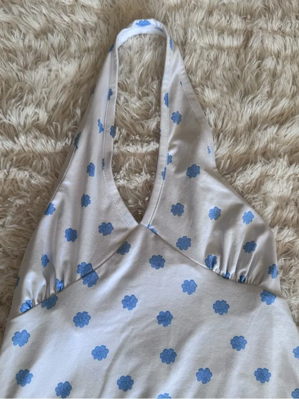 Women’s Halter Dress - Blue Floral (S) - Image 4