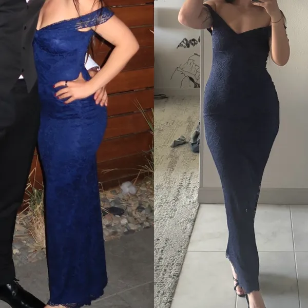 Princess Polly Off The Shoulder Navy Maxi Dress - Image 3