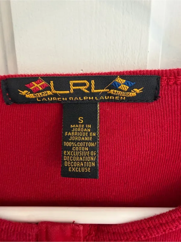 Lauren Ralph Lauren y2K Red Nautical Anchor Henley Long Sleeve Top Small - Image 4