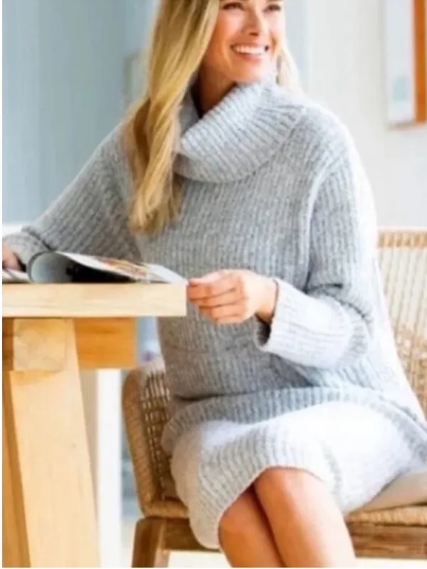 Like New SOFTIES Marshmallow Slouch Turtleneck Lounge Dress Grey Size 2X/3X - Image 9