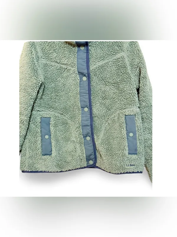L.L. Bean Women’s Long Sleeve Sherpa Fleece Teddy Mock Snap Front Jacket Size S - Image 8