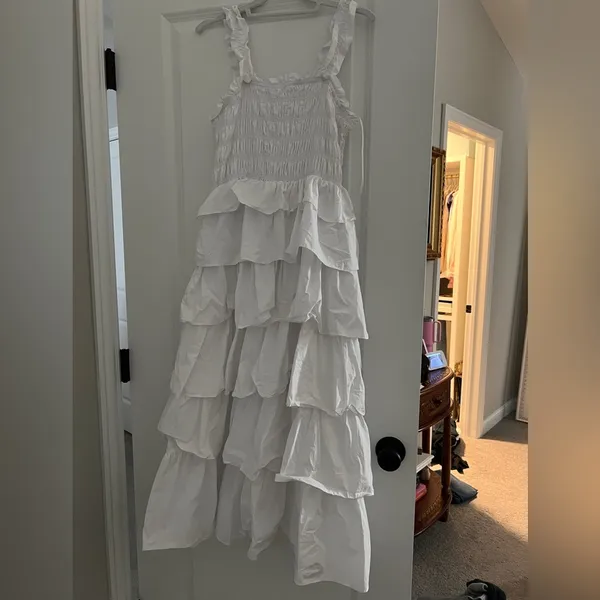 English Factory Smocked Ruffled Tiered Cotton Gown - Image 10