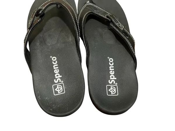 Spenco Women’s Size 8D Ava Orthotic Sandals Black‎ Adjustable Leather Thong - Image 7