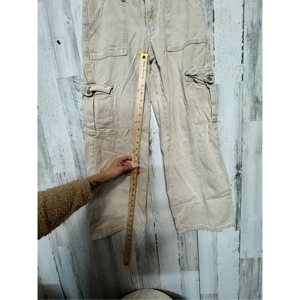 Miami Vice Cargo Pants Size small Beige Wide Leg Loose Fit Tan - Image 6
