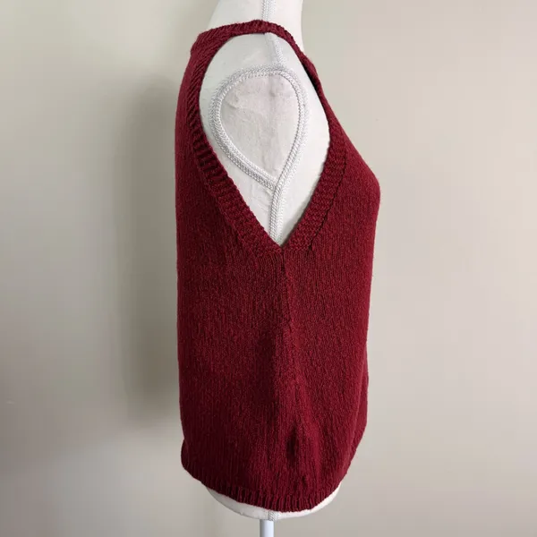 Anthropologie Maeve Burgundy Red High Neck Sweater Tank Top Textured Knit Shell - Image 3