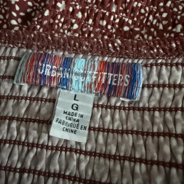 Urban Outfitters Large Rust Red Floral Smocked Dress Puff Sleeves Midi Maxi - Image 9