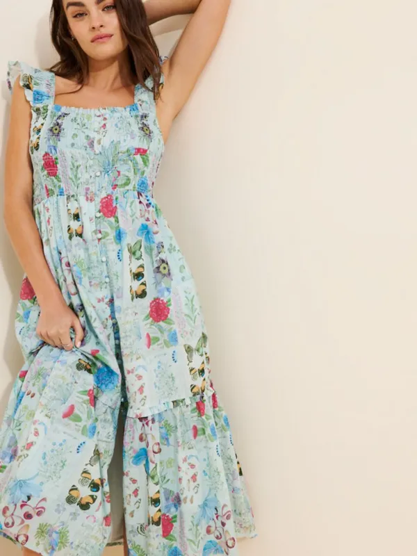 Anthropologie The Peregrine Square-Neck Midi Dress Butterfly Print Size M NWT - Image 3