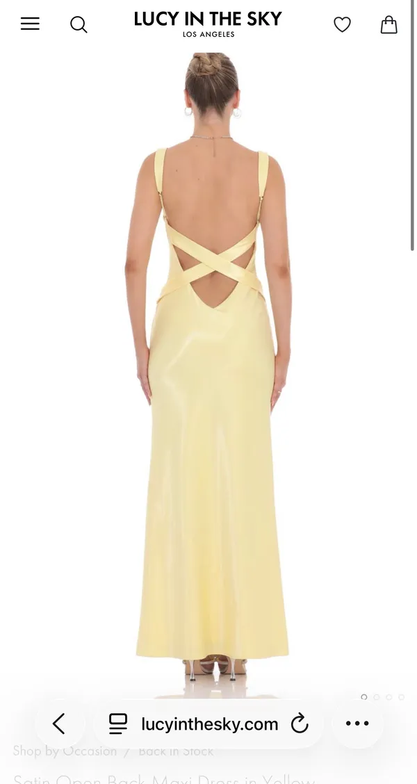 Satin Open Back Maxi Dress in Yellow - Image 2