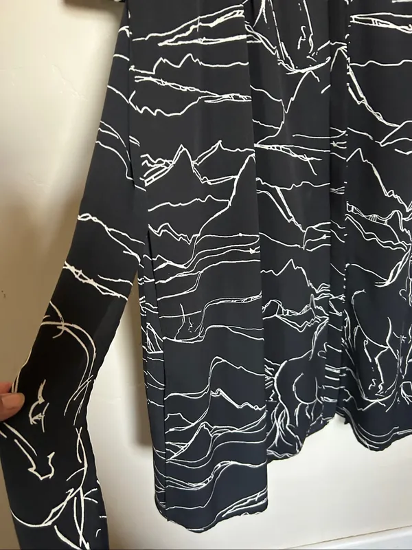 TopShop equestrian horse Black & White Printed Long Sleeve Maxi Dress Sz 10 - Image 6